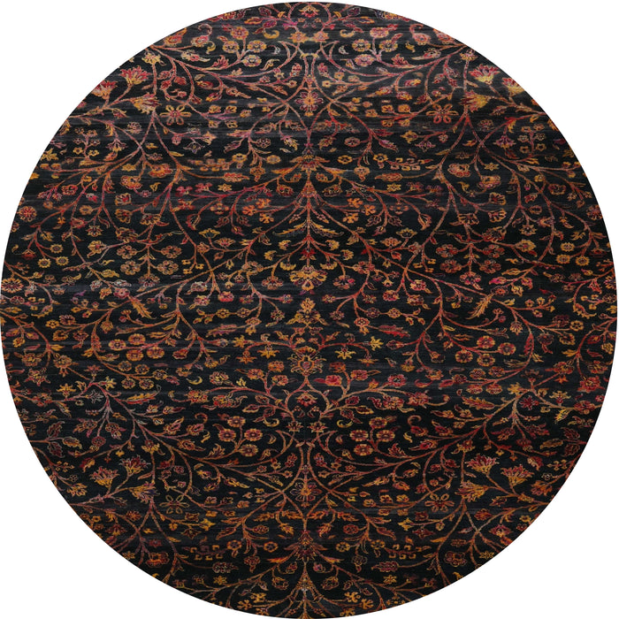 Round Traditional Dark Brown Persian Rug, tr2521