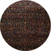 Round Traditional Dark Brown Persian Rug, tr2521