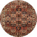 Round Traditional Saffron Red Persian Rug, tr2523