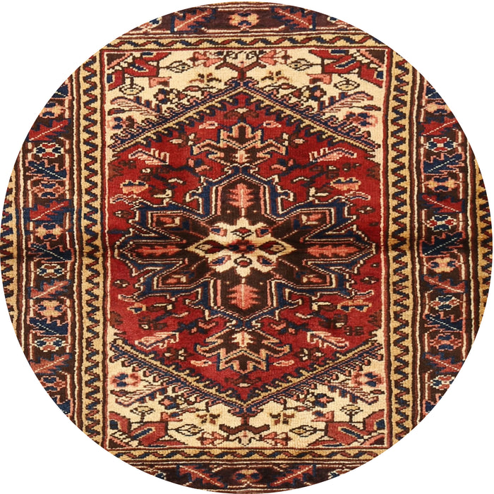 Round Traditional Saffron Red Persian Rug, tr2526