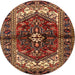 Round Traditional Saffron Red Persian Rug, tr2526