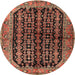 Round Traditional Bronze Brown Persian Rug, tr2528
