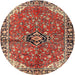 Square Machine Washable Traditional Saffron Red Rug, wshtr2529