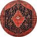 Round Traditional Chestnut Brown Medallion Rug, tr252