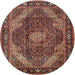 Round Traditional Orange Salmon Pink Persian Rug, tr2531