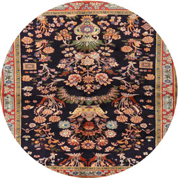 Round Traditional Brown Animal Rug, tr2532