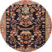 Round Traditional Brown Animal Rug, tr2532