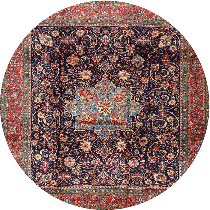 Round Traditional Camel Brown Medallion Rug, tr2533
