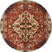 Round Traditional Saffron Red Persian Rug, tr2534