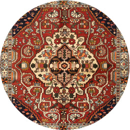 Square Machine Washable Traditional Saffron Red Rug, wshtr2534