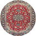 Round Traditional Light French Beige Brown Medallion Rug, tr2535