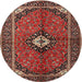 Round Traditional Orange Salmon Pink Persian Rug, tr2537