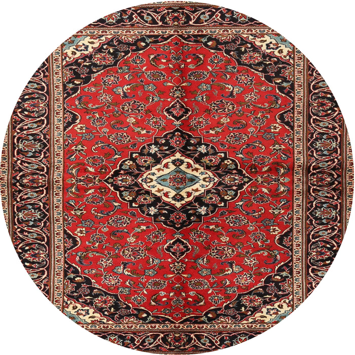 Square Machine Washable Traditional Orange Salmon Pink Rug, wshtr2537