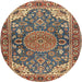 Round Traditional Brown Red Persian Rug, tr2539