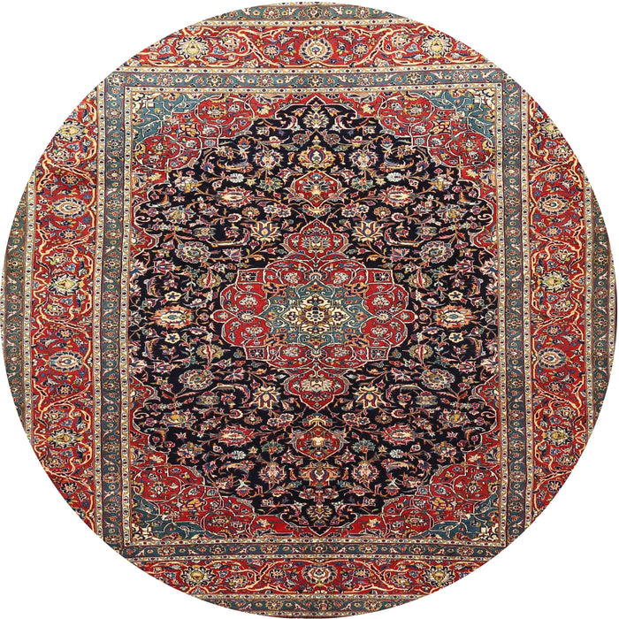 Round Traditional Camel Brown Medallion Rug, tr253