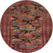 Round Traditional Sienna Brown Persian Rug, tr2541