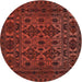 Round Traditional Crimson Red Persian Rug, tr2542