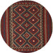 Round Traditional Brown Southwestern Rug, tr2544