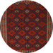 Round Traditional Dark Brown Southwestern Rug, tr2545