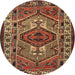 Round Traditional Bronze Brown Persian Rug, tr2546