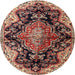 Square Machine Washable Traditional Vermilion Red Rug, wshtr2547