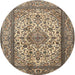 Round Traditional Dark Brown Medallion Rug, tr2548