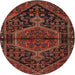 Square Machine Washable Traditional Brown Red Rug, wshtr2549