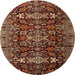 Round Traditional Saffron Red Persian Rug, tr2553