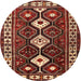 Round Traditional Orange Brown Persian Rug, tr2555