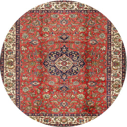 Square Machine Washable Traditional Tomato Red Rug, wshtr2558