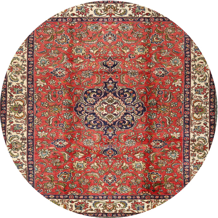 Square Machine Washable Traditional Tomato Red Rug, wshtr2558