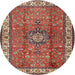 Square Machine Washable Traditional Tomato Red Rug, wshtr2558