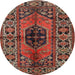 Square Machine Washable Traditional Saffron Red Rug, wshtr2562