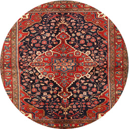 Round Traditional Gold Brown Medallion Rug, tr2563