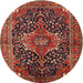 Round Traditional Gold Brown Medallion Rug, tr2563