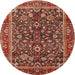 Round Traditional Red Persian Rug, tr2564