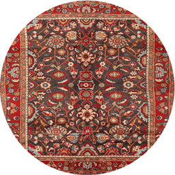 Square Machine Washable Traditional Tomato Red Rug, wshtr2564