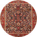 Square Machine Washable Traditional Tomato Red Rug, wshtr2564