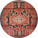 Round Traditional Orange Salmon Pink Persian Rug, tr2568