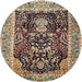 Round Traditional Dark Brown Animal Rug, tr2569