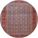 Round Traditional Brown Red Persian Rug, tr256