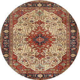 Square Machine Washable Traditional Saffron Red Rug, wshtr2573