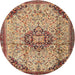 Round Traditional Sandy Brown Medallion Rug, tr2574