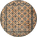 Round Traditional Dark Brown Persian Rug, tr2576