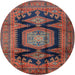 Round Traditional Saffron Red Persian Rug, tr2578