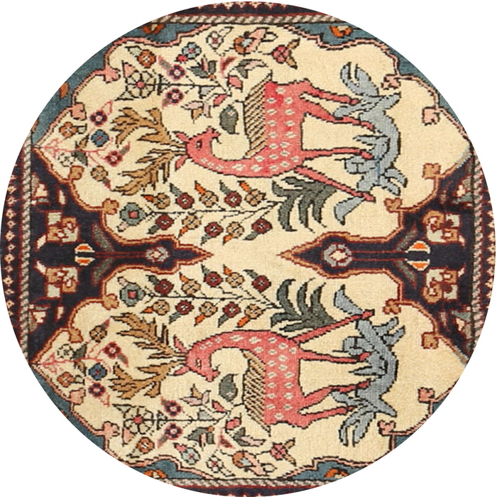 Round Traditional Dark Sienna Brown Persian Rug, tr2579