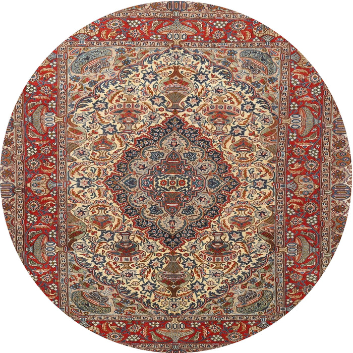 Square Machine Washable Traditional Brown Red Rug, wshtr257