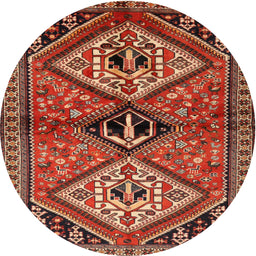 Square Machine Washable Traditional Tomato Red Rug, wshtr2581