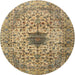 Round Traditional Reddish Brown Persian Rug, tr2583