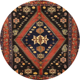 Square Machine Washable Traditional Sienna Brown Rug, wshtr2586